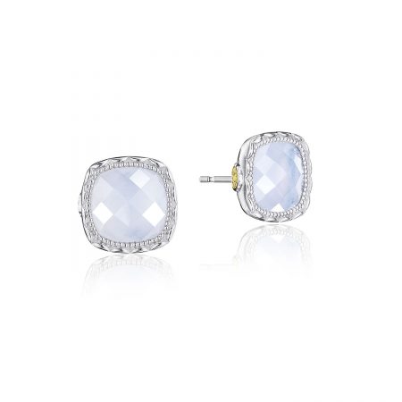 Cushion Gem Earrings with Chalcedony