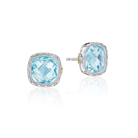Cushion Gem Earrings with Sky Blue Topaz