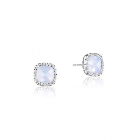 Cushion Gem Earrings with Chalcedony