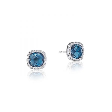 Cushion Gem Earrings with London Blue Topaz
