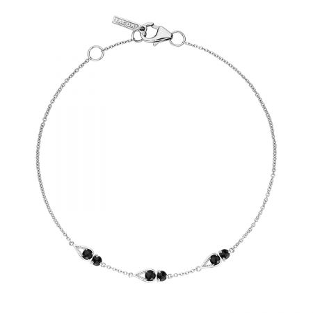 Petite Open Crescent Gemstone Bracelet with Black Onyx