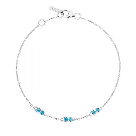 Petite Open Crescent Gemstone Bracelet with London Blue