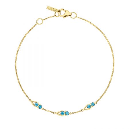 Petite Open Crescent Gemstone Bracelet with London Blue
