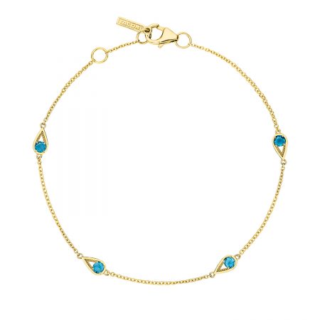 4-Station Open Crescent Bracelet with London Blue Topaz