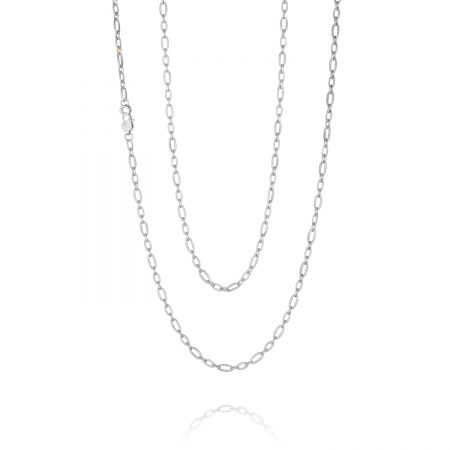Staggered Link Silver Chain - 38 inches