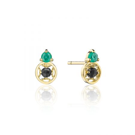 Petite Gemstone Earrings with Black and Green Onyx