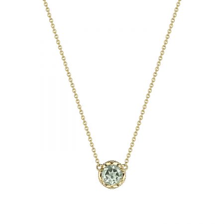 Petite Crescent Station Necklace featuring Prasiloite