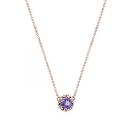 Petite Crescent Station Necklace featuring Rose Amethyst