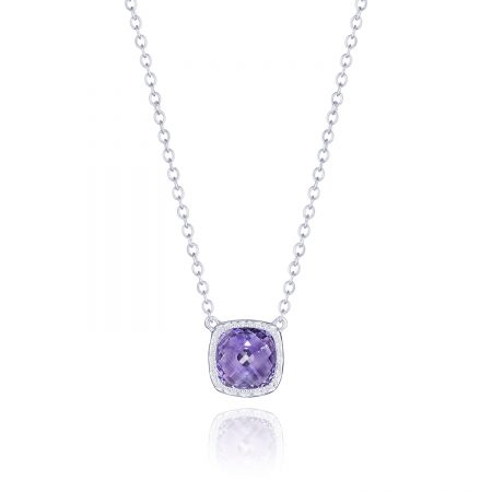 Petite Cushion Gem Necklace with Amethyst