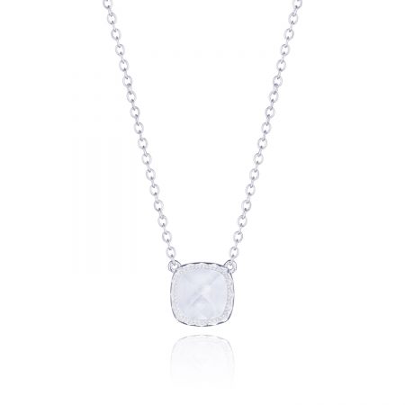 Petite Cushion Gem Necklace with Chalcedony