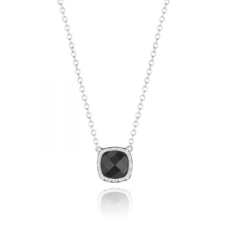 Petite Cushion Gem Necklace with Black Onyx