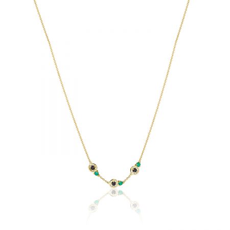 Petite Gemstone Necklace with Black and Green Onyx