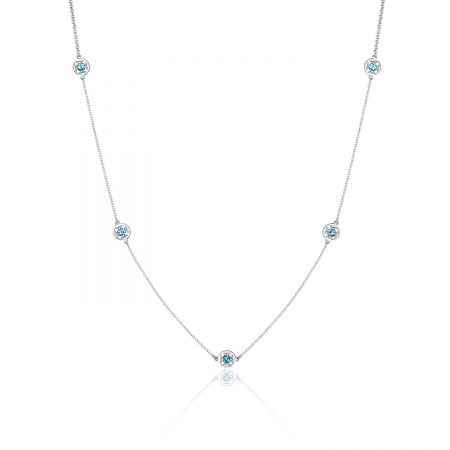 5-Station Petite Gemstone Necklace with London Blue Topaz