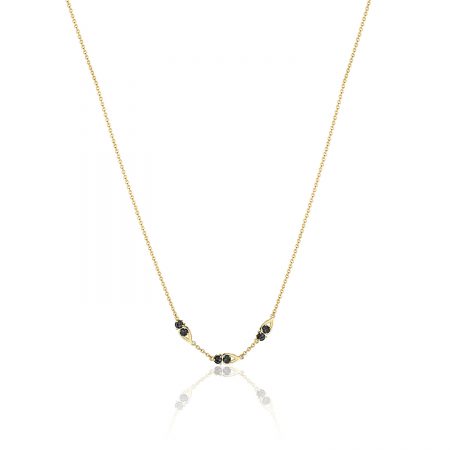 Petite Open Crescent Gemstone Necklace with Black Onyx
