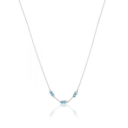 Petite Open Crescent Gemstone Necklace with London Blue Topaz