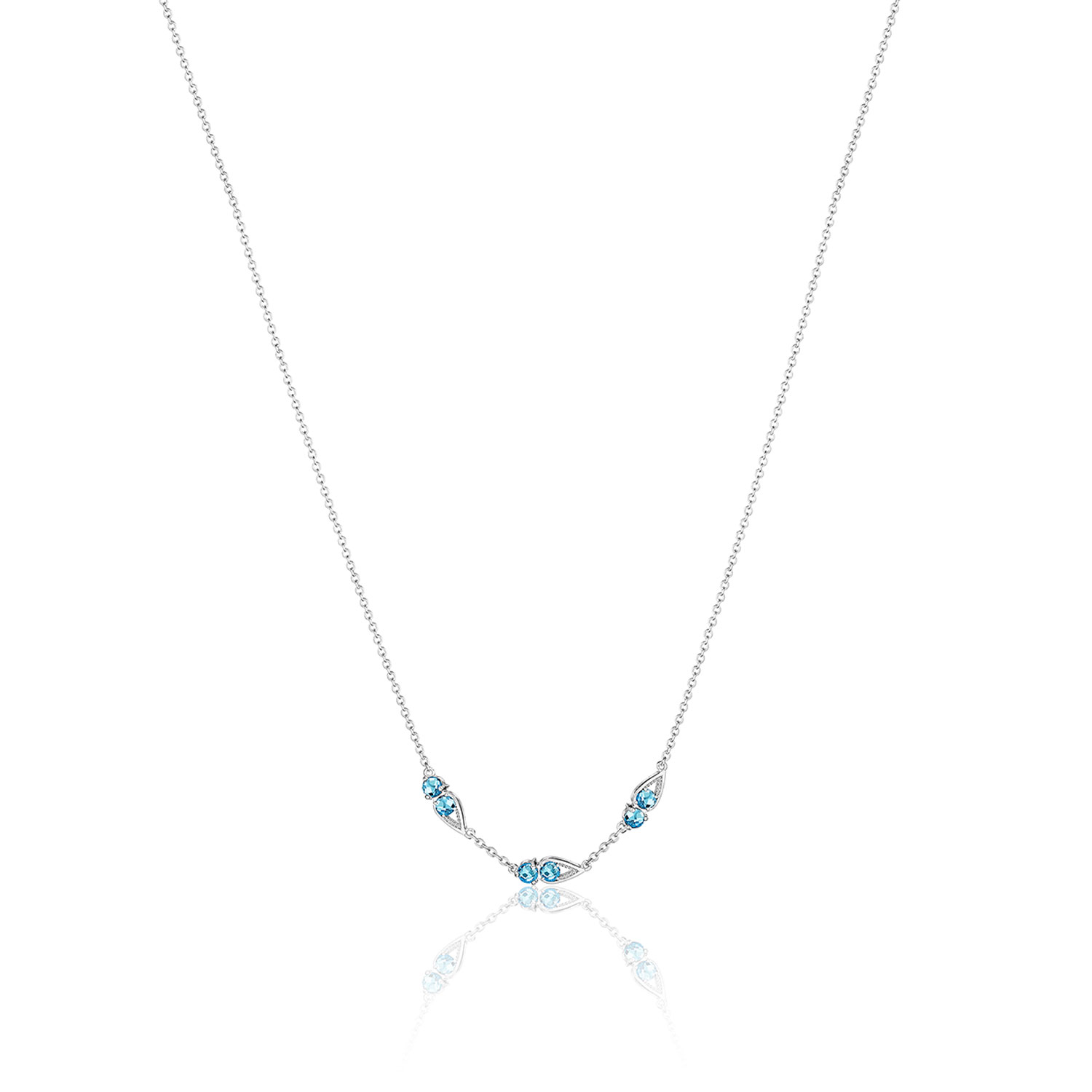 Petite Open Crescent Gemstone Necklace with London Blue Topaz