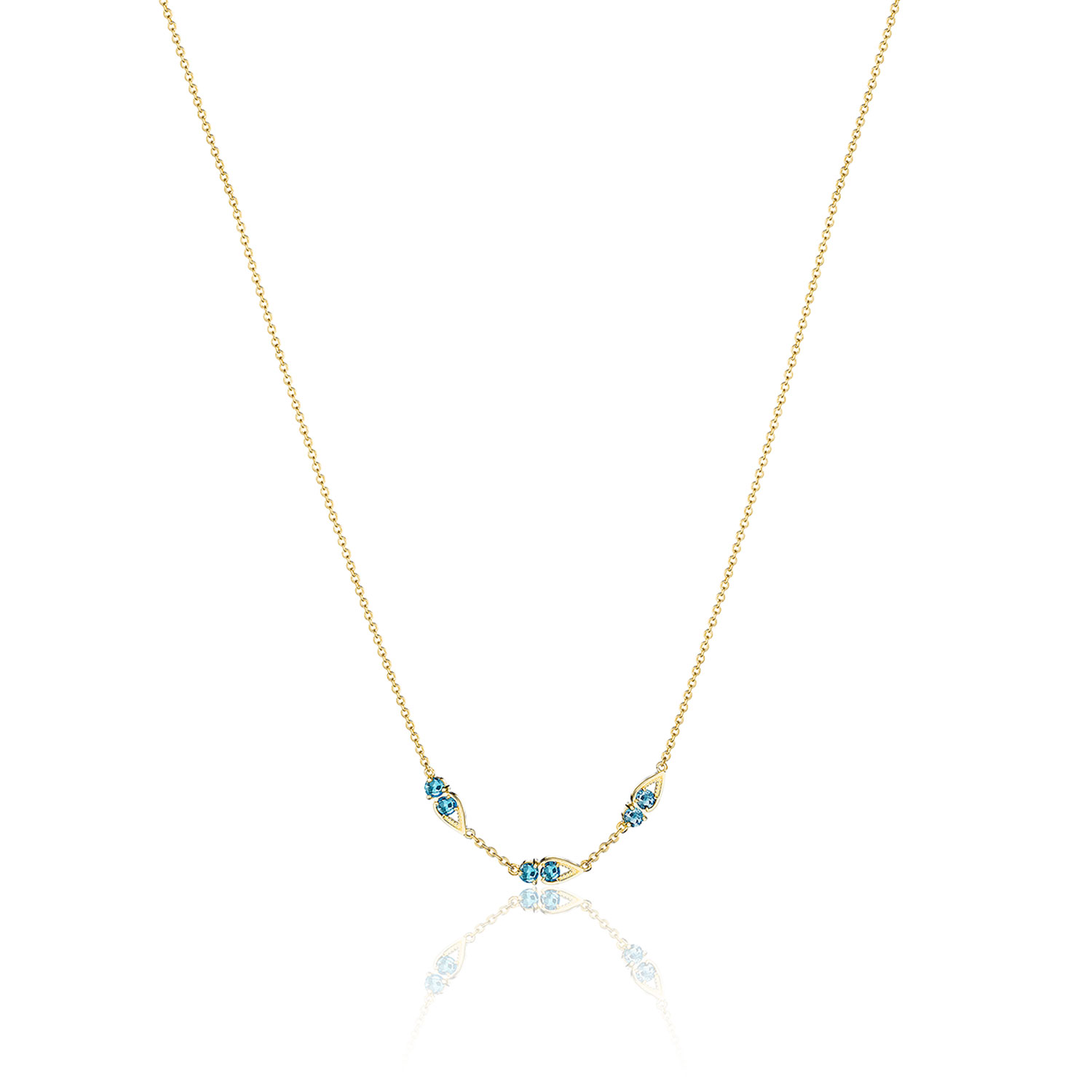 Petite Open Crescent Gemstone Necklace with London Blue Topaz