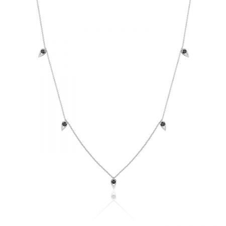 5-Station Open Crescent Necklace with Black Onyx