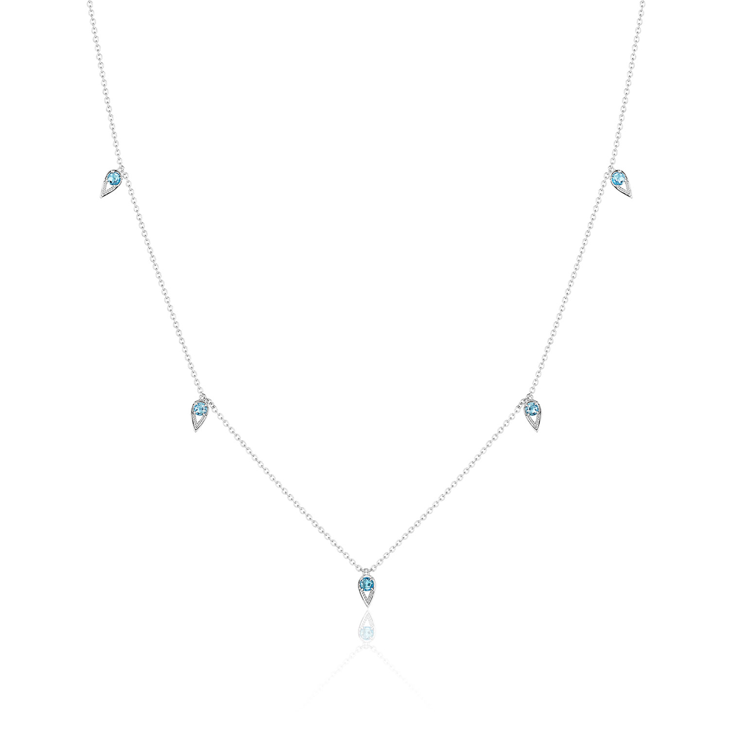 5-Station Open Crescent Necklace with London Blue Topaz