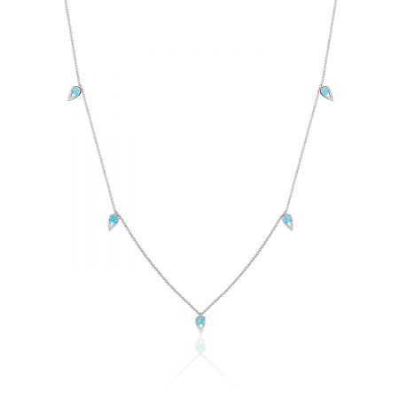 5-Station Open Crescent Necklace with Turquoise