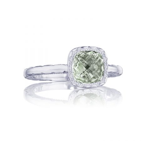 Petite Cushion Gem Ring with Prasiolite