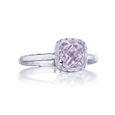 Petite Cushion Gem Ring with Rose Amethyst