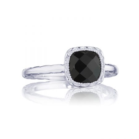 Petite Cushion Gem Ring with Black Onyx