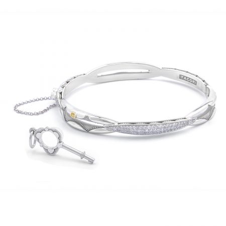 Promise Bracelet Oval, Silver with Pav&eacute; Diamonds
