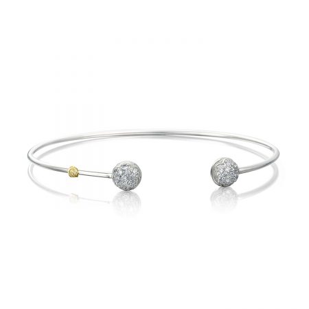 Silver Wire Dew Drop Cuff featuring Pavé Diamonds
