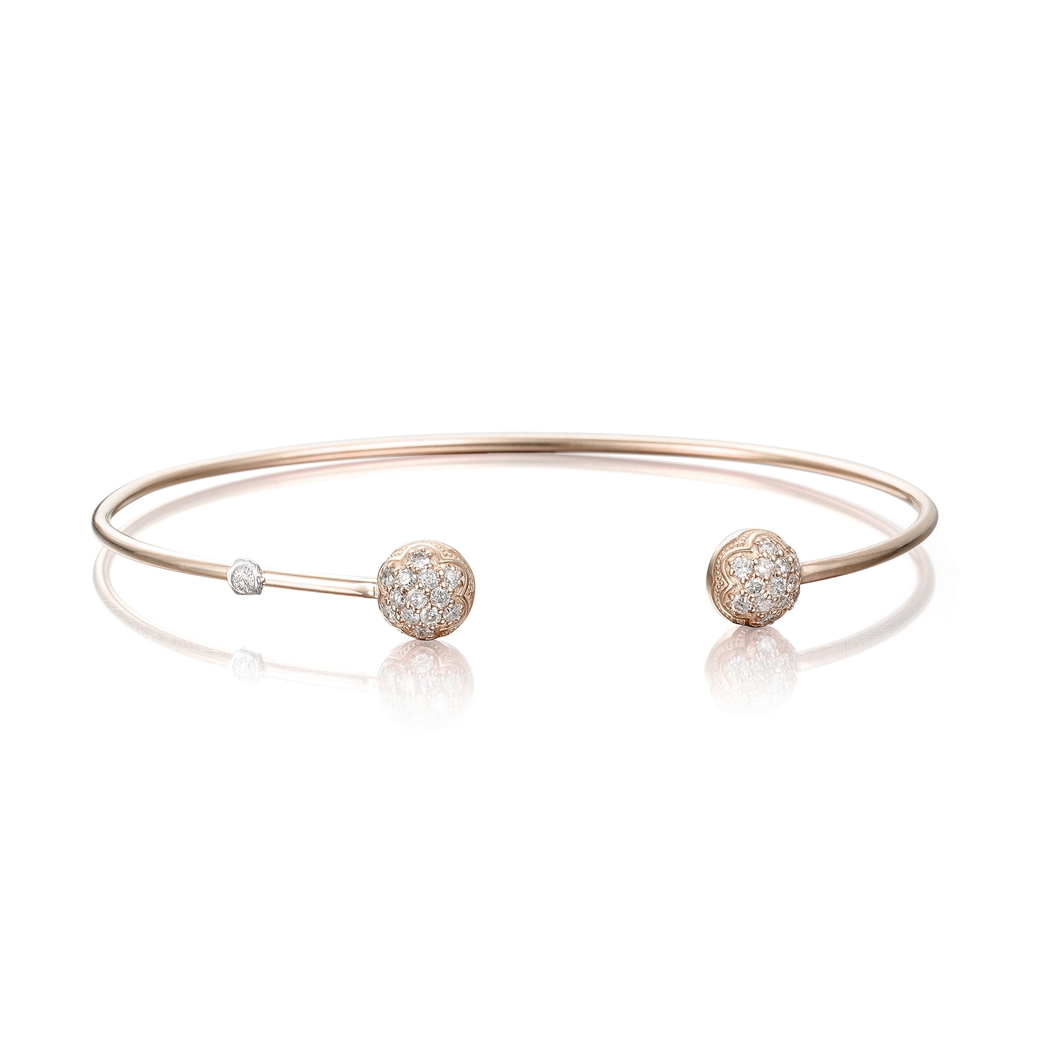 Pink Wire Dew Drop Cuff featuring Pavé Diamonds