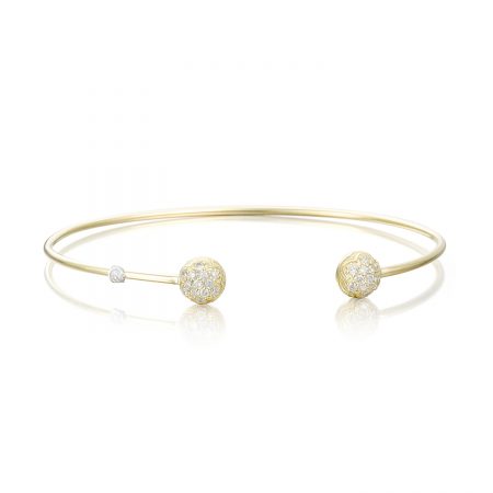Gold Wire Dew Drop Cuff featuring Pav&eacute; Diamonds