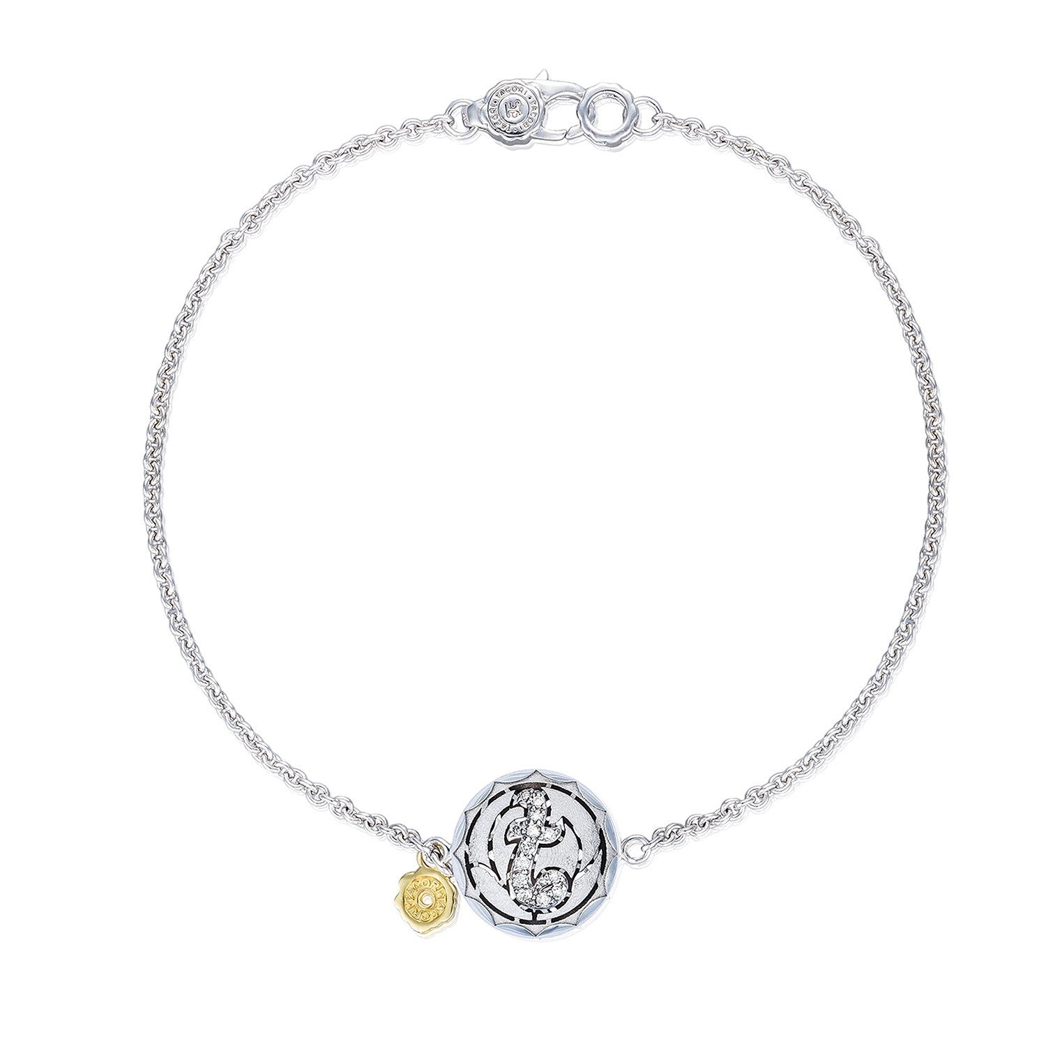 Pavé Monogram Chain Bracelet, Sandblasted