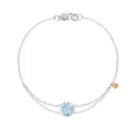 Petite Split Chain Bracelet featuring Sky Blue Topaz