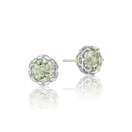 Crescent Crown Studs featuring Prasiolite