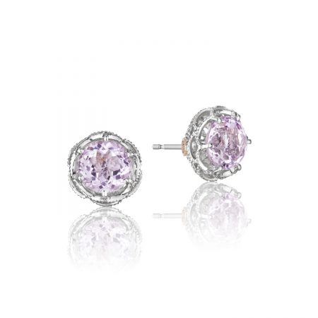 Crescent Crown Studs featuring Rose Amethyst