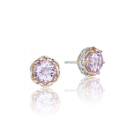 Crescent Crown Studs featuring Rose Amethyst
