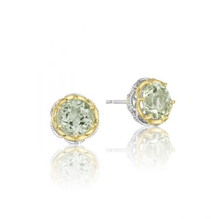 Crescent Crown Studs featuring Prasiolite Quartz