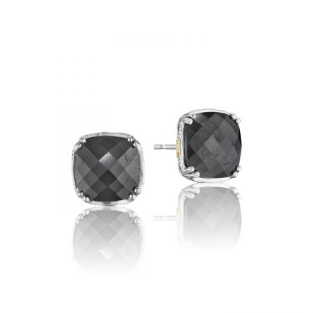 Cushion Cut Gem Stud featuring Hematite
