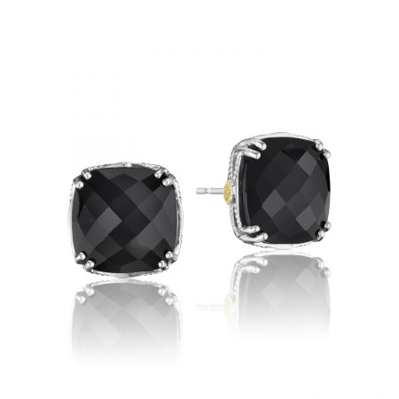 Bold Cushion Cut Gem Stud featuring Black Onyx