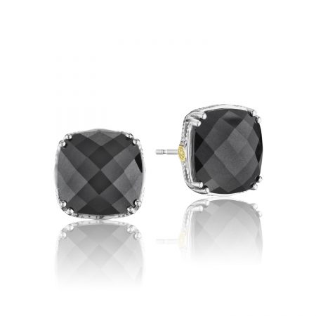 Bold Cushion Cut Gem Stud featuring Hematite