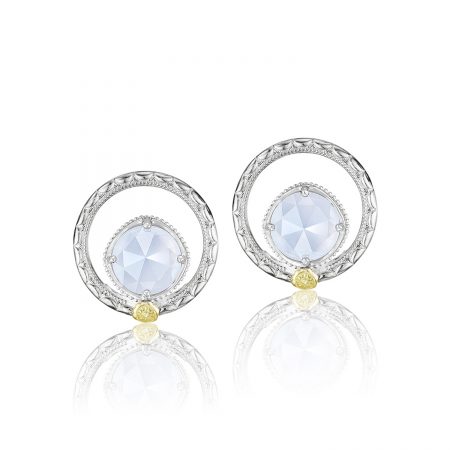 Silver Bloom Gem Studs featuring Chalcedony
