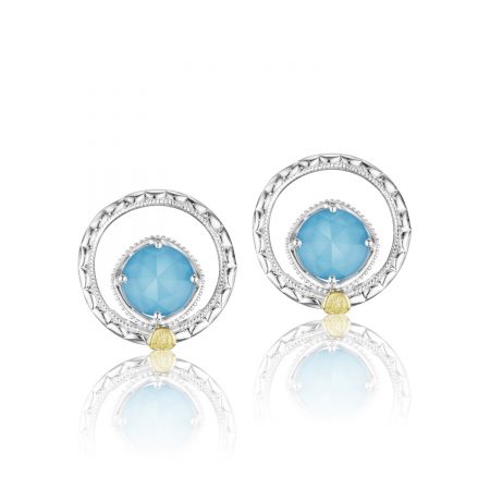 Silver Bloom Gem Studs featuring Neo-Turquoise