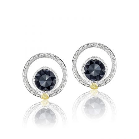 Silver Bloom Gem Studs featuring Black Onyx