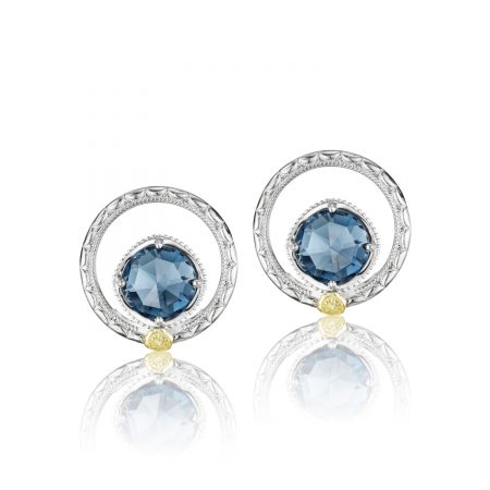 Silver Bloom Gem Studs featuring London Blue Topaz