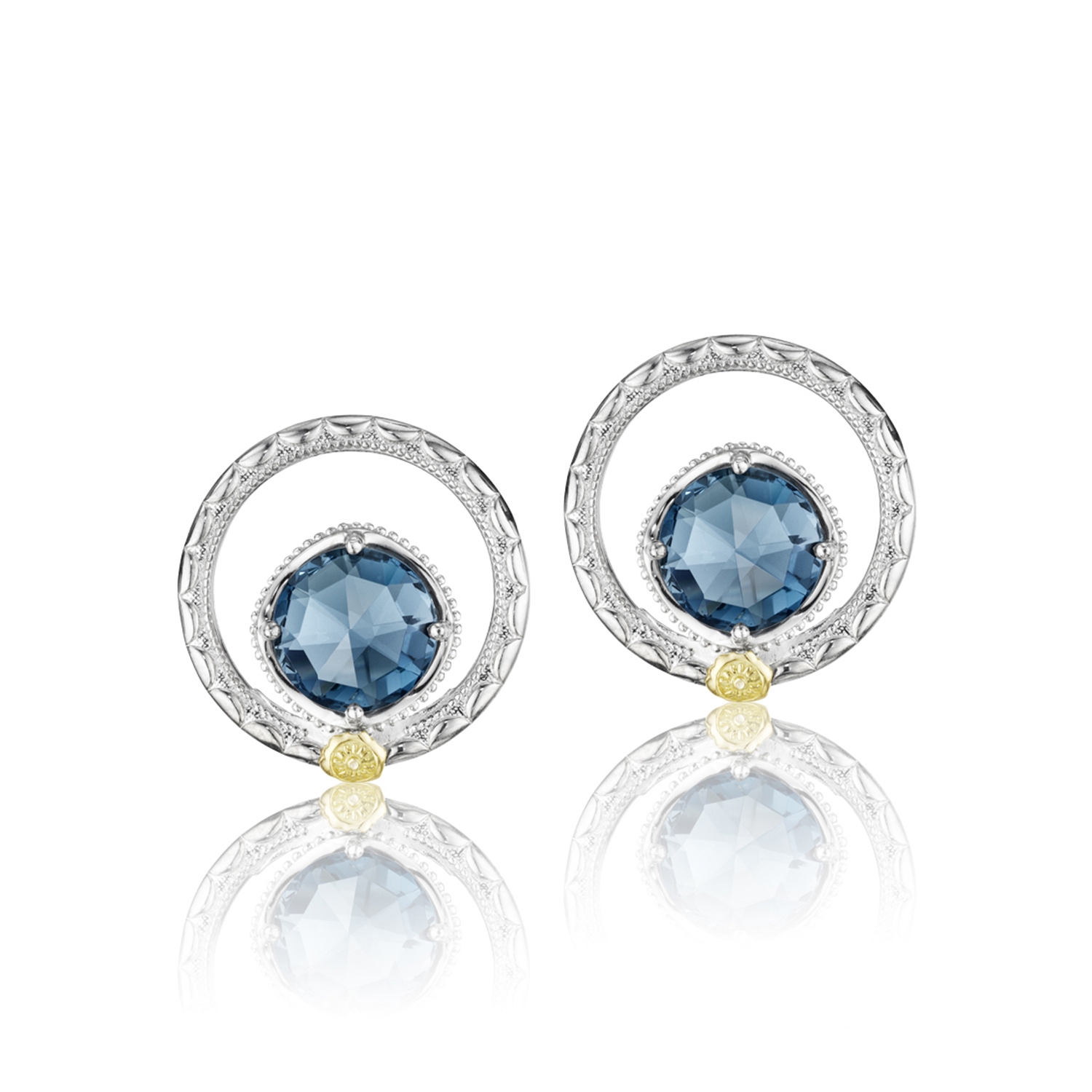 Silver Bloom Gem Studs featuring London Blue Topaz