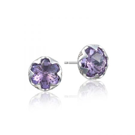 Crescent Bezel Earrings featuring Amethyst