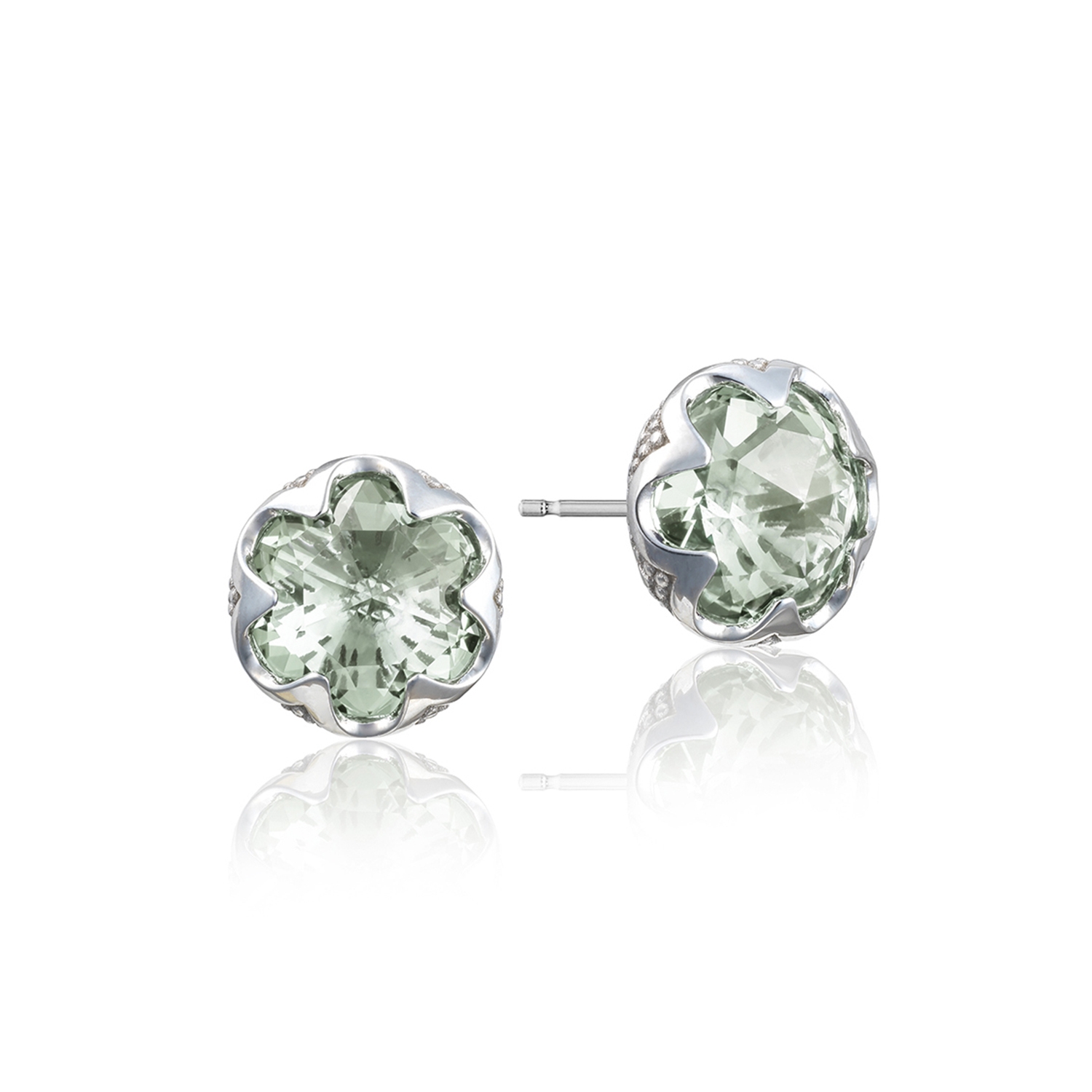 Crescent Bezel Earrings featuring Prasiolite