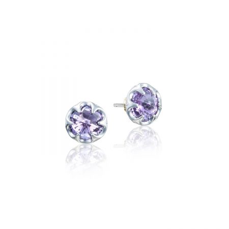 Petite Crescent Bezel Earrings featuring Amethyst