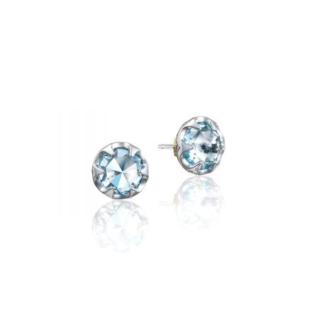 Petite Crescent Bezel Earrings featuring Sky Blue Topaz