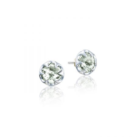 Petite Crescent Bezel Earrings featuring Prasiolite